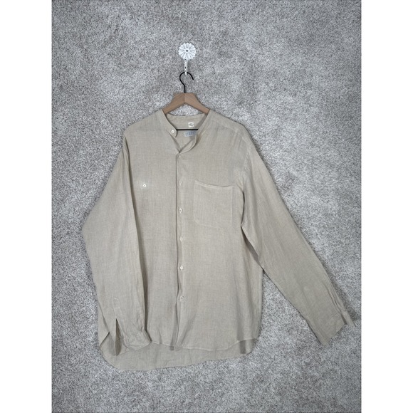 Barneys Beige New York Linen Button up Shirt Long Sleeve Men's XL Made In Italy - Picture 1 of 10
